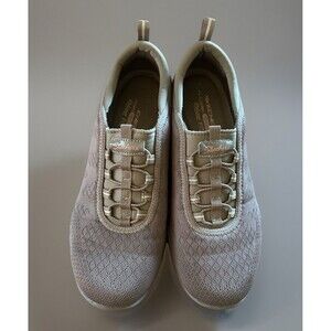 Skechers Breathe Easy Fortune Knit Comfortable Slip-On Shoes Black Sz 9.5 Taupe